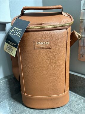 Igloo Luxe 2 Bottle Insulated Wine Cooler Tote - Cognac Brown